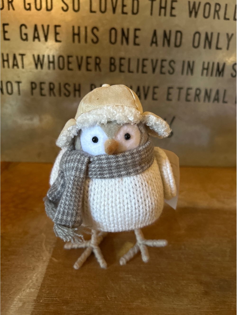 Wondershop Featherly Friends Tricot Winter Bird Figurine with Hat and Scarf